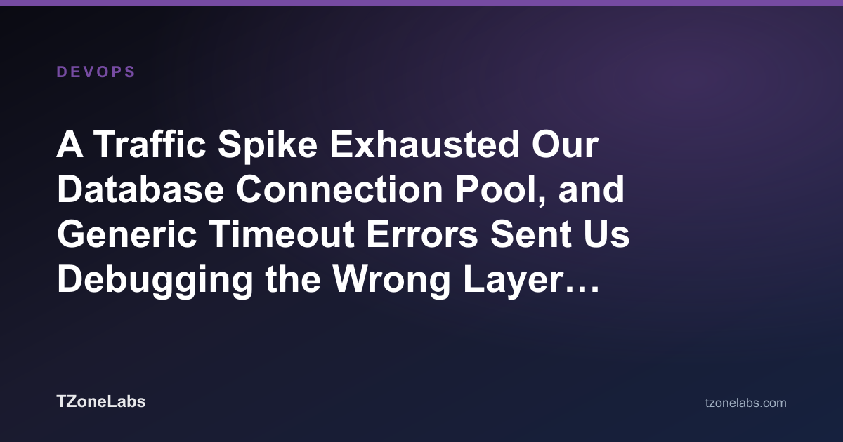 A Traffic Spike Exhausted Our Database Connection Pool, and Generic Timeout Errors Sent Us Debugging the Wrong Layer for an Hour